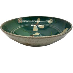 Hand Crafted Footed Pottery Bowl 10 Inches in a Floral Pattern VTG Multicolored